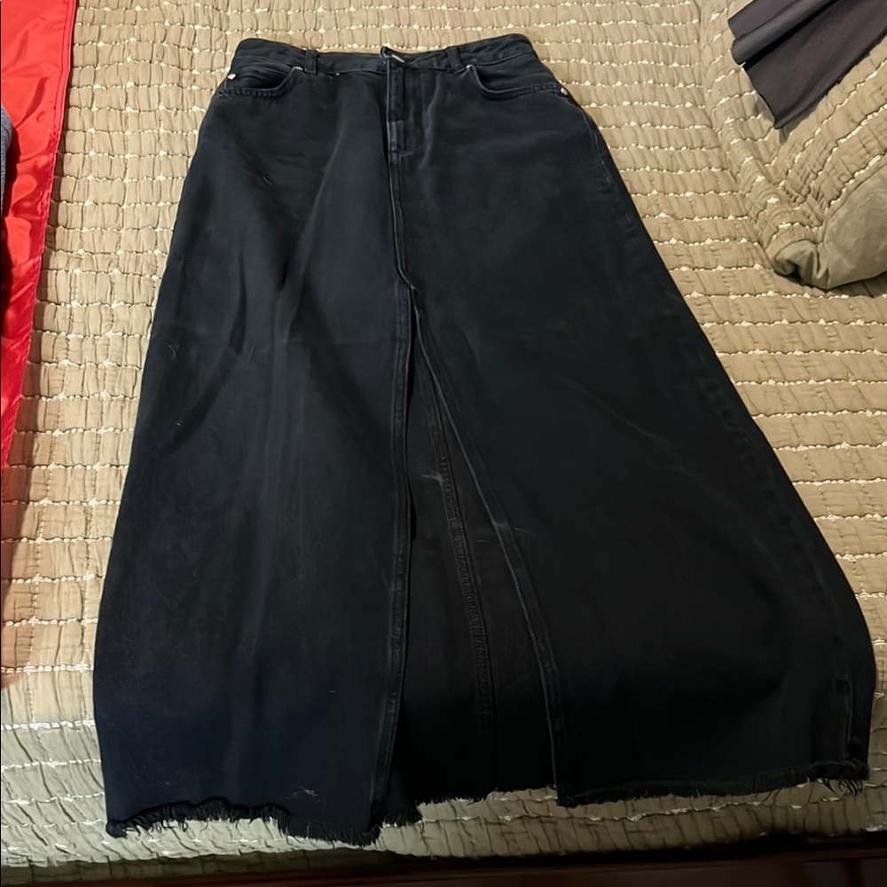 Black Maxi Denim Skirt
